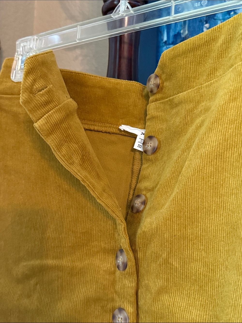 june & hudson Mustard Corduroy A-Line Button-Front Skirt with Tie - Picture 7 of 10